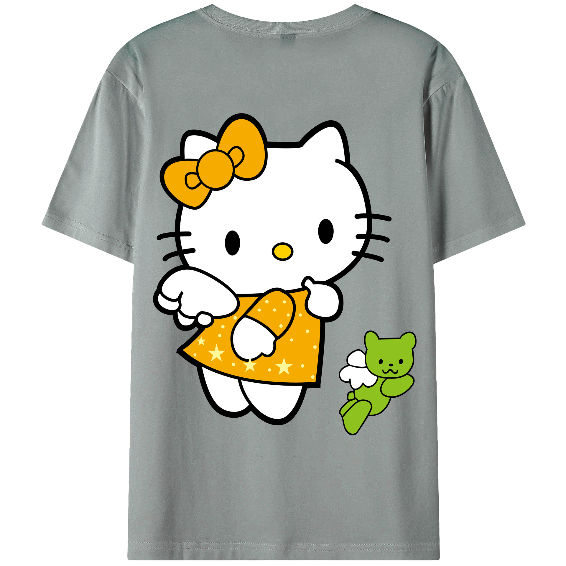 （画像用） Hello Kitty ハローキティ 綿100％ メンズ半袖Tシャツ（バックプリント） 通気性